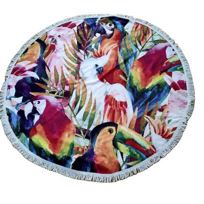 China Superfine Soft Sustainable Microfiber Printing Round Beach Towel With Tassels For Outdoor Beach Used for sale