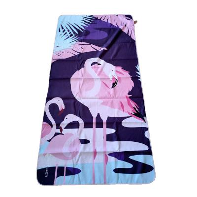 China Double Sides Compressed Printed Recycled PET Fabric RPET Suede Microfiber Beach Towel for sale