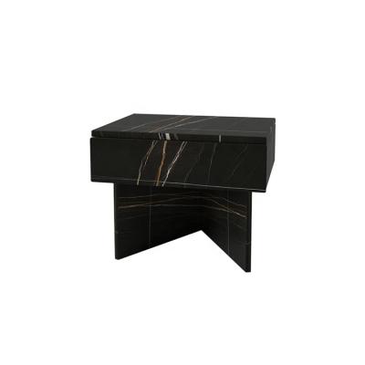 China Night Style Fashion Furniture Marble Home Bedside Table New Stand Natural Marble Design With Drawer for sale