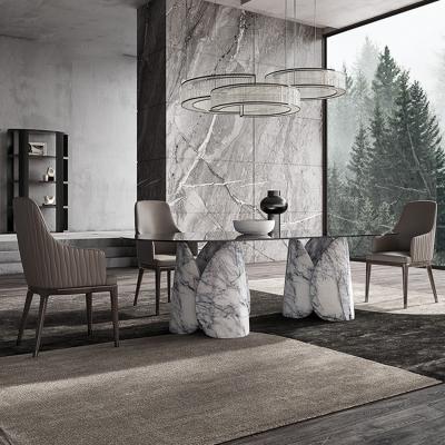 China 2022 Natural Marble Table Natural Marble Table Set Home Furniture For Dining Room Designs Unique Dining Table Set 6 Seater for sale