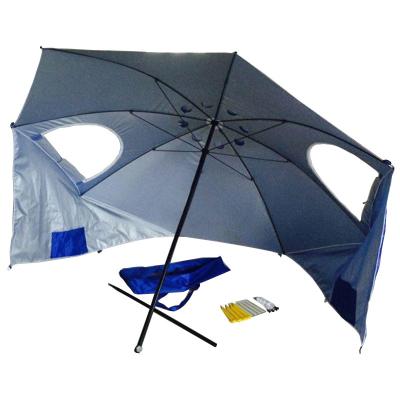 China 2.4M Oxford Silver Tape Beach Umbrella Casual Breathable Outdoor Fishing Umbrella With Clear Window for sale