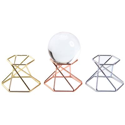 China Modern Stylish Small Crystal Holder Hexagon Metal Stand Stand With Rock Coral Display Fossil PB0002T for sale