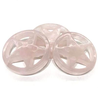 China China Wholesale Natural Round Shape Crystal Stones Rose Quartz Carving Crystal Plates For Sale for sale