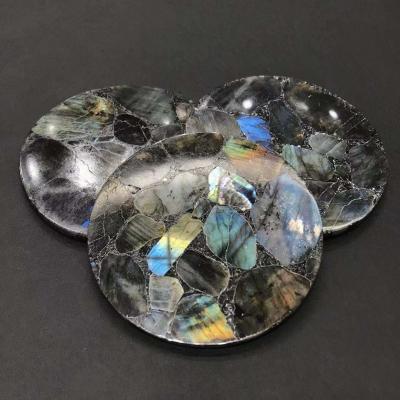 China Wholesale Natural China Crystal Stone Labradorite Coaster Crystal Dishes for Decoration and Healing for sale