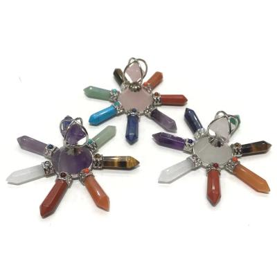 China Wholesale Crystal Stone Pendants Natural Various Crystal Chakra Points Pendulum Pendants from China for sale