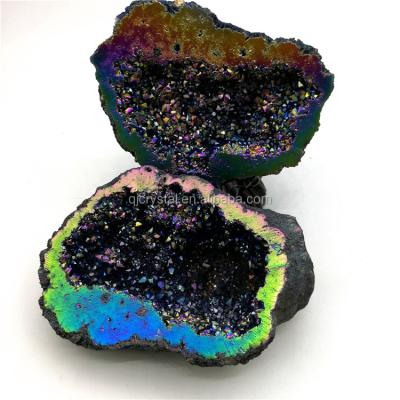 China Wholesale High Quality China Aura Agate Geode Aura Quartz Geode for Gifts or Decoration for sale