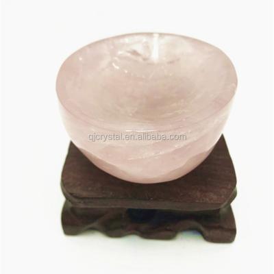 China China Natural Rose Quartz Bowl Hand Carving Bowl Crystal Healing Stone Gift for sale