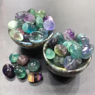 China China Crystal Healing Stones Wholesale Natural Polished Spiritual Fluorite Rainbow Tumbles Stones For Home Decoration for sale