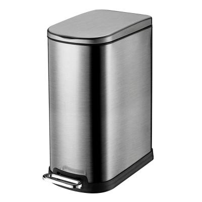 China Durable Chinese Factory Stainless Steel Heavy Duty Trash Can With Foot Pedal With Silent Lid For Office Bedroom Bathroom for sale