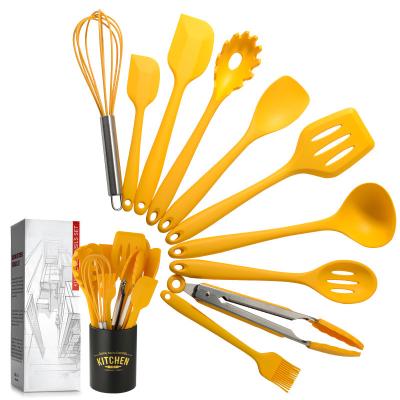 China Sustainable Kitchen Utensil Set 10 Piece Nonstick Silicone Cookware Suitable For Cooking Western Baking Cooking for sale