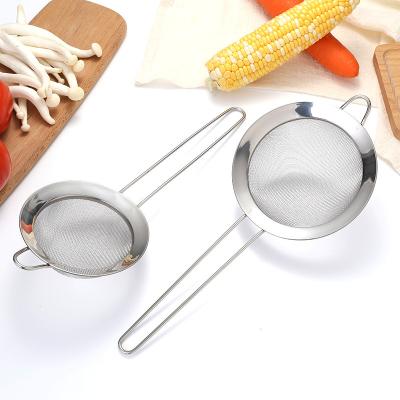 China Sustainable 304 Stainless Steel Fruit Juice Flour Filter Mesh Sieve Kitchen Baking Frying Mesh Colander Flour Sieve Hand-Held Single Ear for sale