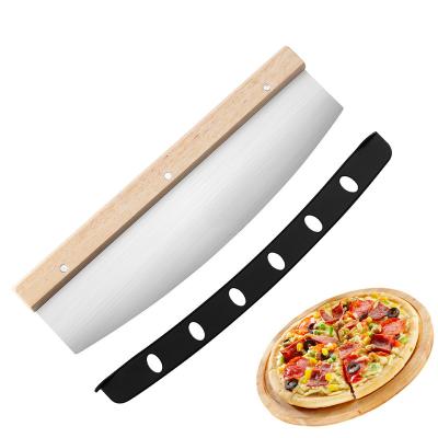 China Sustainable Shed Stainless Steel With Wooden Handles And Large Cover Device Pizza Knife Cutters For Kitchen Tool for sale