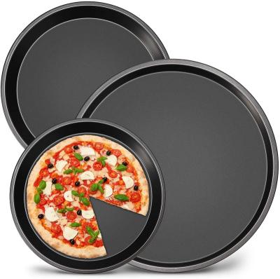 China Sustainable new arrival 6-12inches non stick round carbon steel with holes pizza tray pan for kitchen home restaurant for sale