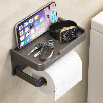 China Modern Bathroom Phone Roll Paper Holder Towel Box No Hole Toilet Paper Holder for sale