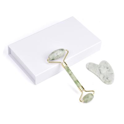 China High quality xiuyan face box custom logo heart shape gua sha jade roller face massager set for sale