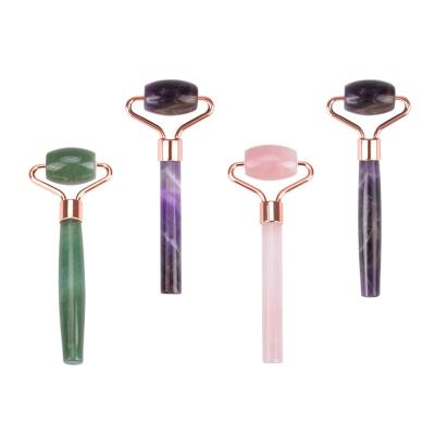 China Handheld Skin Care Mounted Quartz Aventurine Amethyst Mini Natural Jade Eye Massager Roller Tool for sale