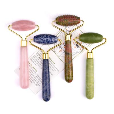 China Single Head Natural Crystal Rose Quartz Roller Double Face Rollers for sale