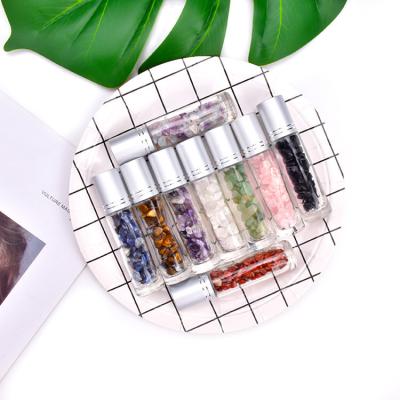 China Recyclable Wholesale Glass Bottle 10ml Perfume Gemstones Roller Bottle With Box for sale