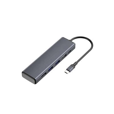 China Aluminum+ABS USB-C Hub 5in1, 3*USB-A 3.0 + USB-C PD100W Charging + HD-MI 4K 30Hz Adapter for sale