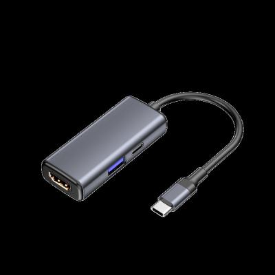 China Aluminum+ABS USB-C to 100W USB-C Hub, PD100W USB3.0 HD-MI 3in1 3.0 5Gbps USB, 4K@30Hz HDTV Adapter for sale