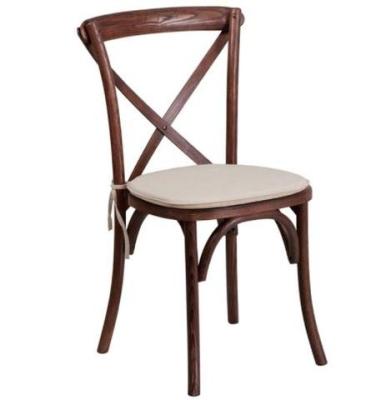 China Antique Furniture Antique Color Oak Solid Wood X Back Chair Stack Beech Wood Cross Back Chair for sale