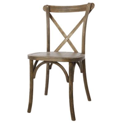 China Farmhouse Solid Wood Cross Back Chair Stackable Antique Wedding Chair for sale