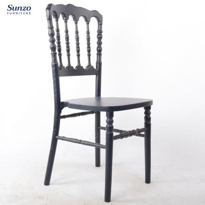 China Event Napoleon Chair Black Wooden Dining Modern Stacking Chair for sale