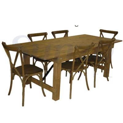 China Farmhouse Industrial Folding Table With Iron Connection For Hotel Party Event for sale