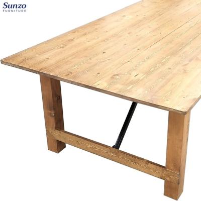 China Pine Folding Farmhouse Table Vintage Rustic Antique Foldable Solid Dining Table for sale