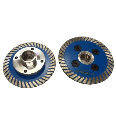 China Granite and stone material 75mm turbo diamond cutting sintered diamond saw blade for cutting granite with flange for sale