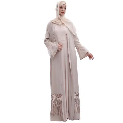 China 2021 Selling Fashion Sensation Fashion Sequins Style Loose Open Traditional Warm Comfortable Kimono Long Muslim Prom Dress for sale