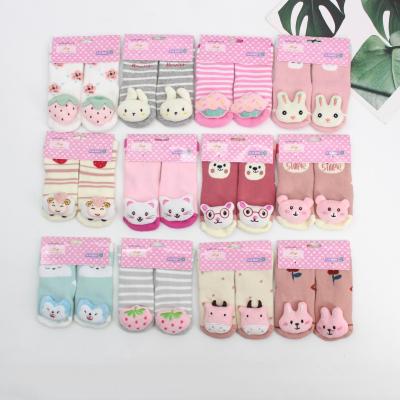 China QUICK DRY Anti-skid Cartoon Toddler Baby Headband Bell Cotton Animal Socks Head Floor Rubber Anti-skid Socks for sale