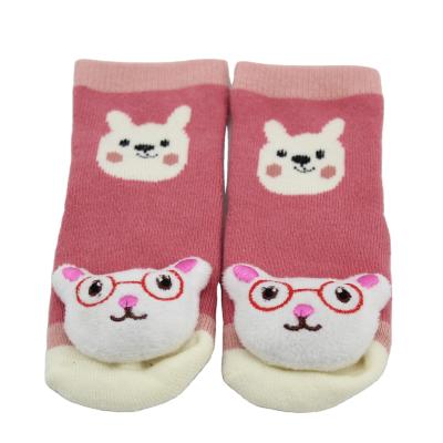 China Decoration QUICK DRY pure cotton doll cartoon baby built-in bells thickened non-slip heat socks floor socks for sale