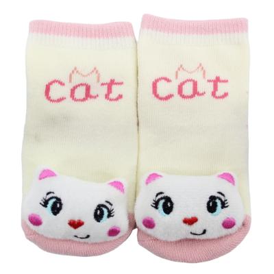 China QUICK DRY Decorated Cartoon Dolls Bells Embedded Baby Toddler Floor Sock Non-Slip Baby Cotton Socks for sale