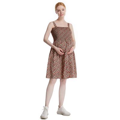 China Small Breathable Floral Sling Nursing Nursing Elegant Pregnant Women Loungewear Summer Maternity Dress for sale