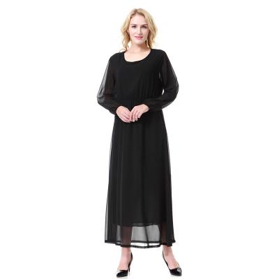 China Fashion Ladies Anti-Static Chiffon Round Neck Elegant Summer Long Dress Ladies Casual Dress for sale