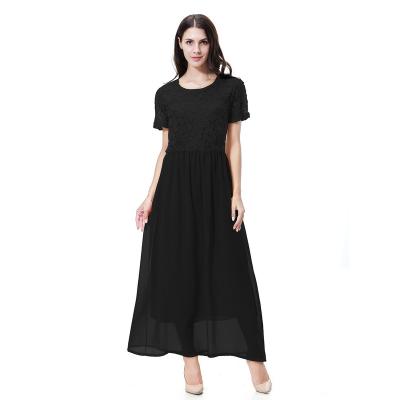 China New Summer Round Neck Chiffon Anti-static Waist Dress Feminine Temperament Lady Work Skirt for sale