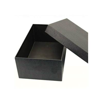 China Recyclable Wholesale Custom Shoe Box Black Cardboard Shoe Box Rigid Packaging Boxes for sale