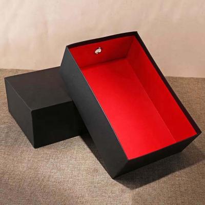 China Recyclable Black Color Luxury Shoe Boxes With Custom Logo Cardboard Paper Drawer Box With Handle Shoe Box Storage for sale