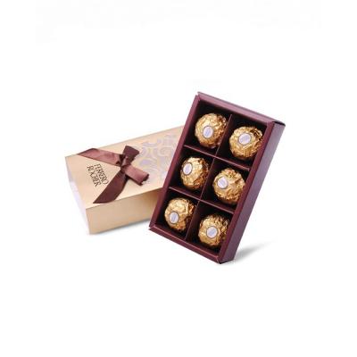 China High Quality Recyclable Gold Cardboard Chocolate Gift Box With Ribbon Beauty Chocolate Boxes With Dividers Colorful Chocolate Box for sale