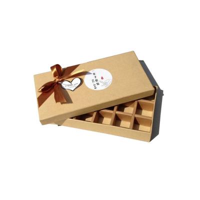 China High Quality Recyclable Brown Kraft Paper Chocolate Gift Box With Chocolate Ribbon Recycled Box And Eco Friendly Bagging Take Away Food Box for sale