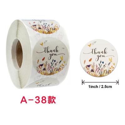 China Decorative Sticker Thank You Gift Party Adhesive Wedding Sticker Flower Pattern Decorative Label for sale