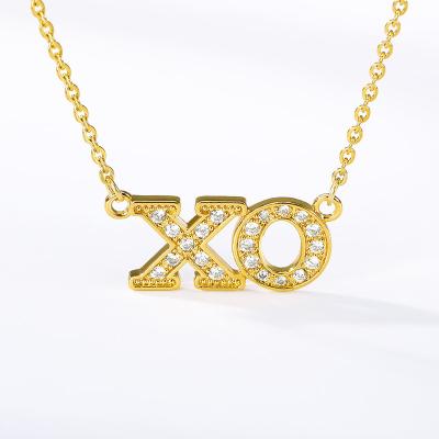 China 2022 New Trendy Fashion Crystal Rhinestone XO Necklaces Stainless Steel Chain Necklaces for sale