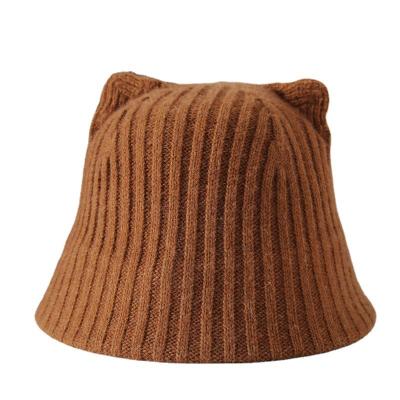 China Fashion Knit Plain Warm Hat Riding Ear Protection Solid Color Fisherman Woolen Basin Hat for sale