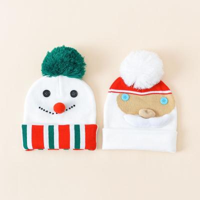 China Wholesale Snowman Santa Kids Knitted Hat Personalized Santa Hat Cartoon Christmas Image for sale