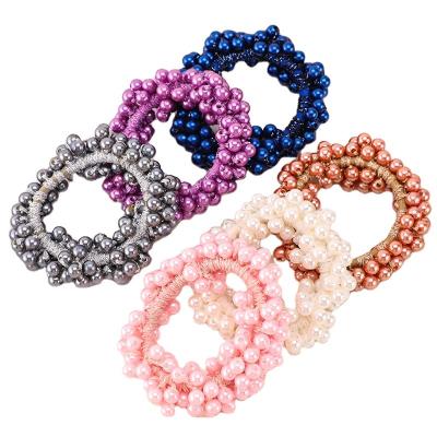 China Korean Fashion Fashion Hair Accessories Beads Elastic Beaded Hair Ties Hair Scrunchies for sale