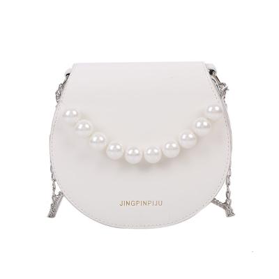 China Wholesale Fashion PU Leather Shoulder Bag Cross - Body Chest Bag Pearl Hand Messenger Bag for sale