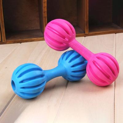 China New design workable barbell shape dog chew toy pet tpr dog cleaning toys for sale