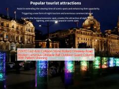 ZENTO Led Anti-Collision Stone Bollard Driveway Road Blocker Luminous Obstacle Ball Outdoor Guard Column With Pattern Shinning