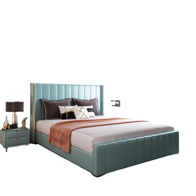 China Nordic Genuine Leather Beds (Others) Hot Sale Factory Price Adjustable Bed Wooden Box Luxury Modern Beds With Storage for sale